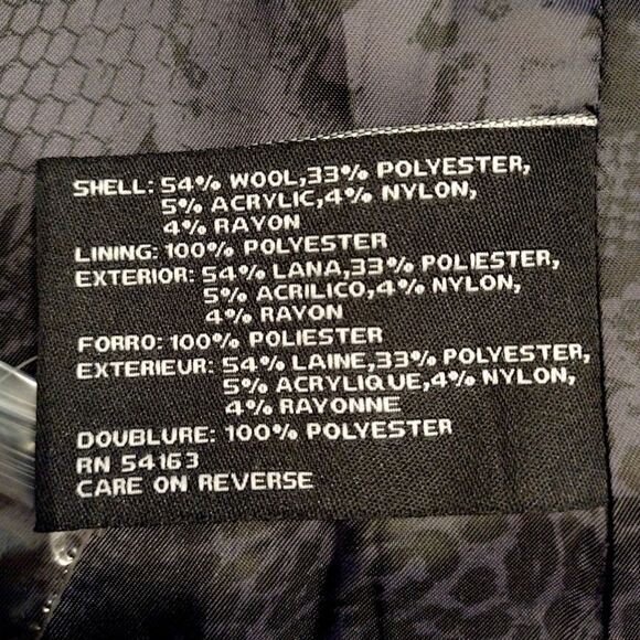 Guess Wool Blend Peacoat w/ Hidden Full Zip, Toggle & Patent Trim, M, Black - Picture 6 of 7